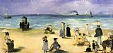 Eduard Manet On the beach at Boulogne painting